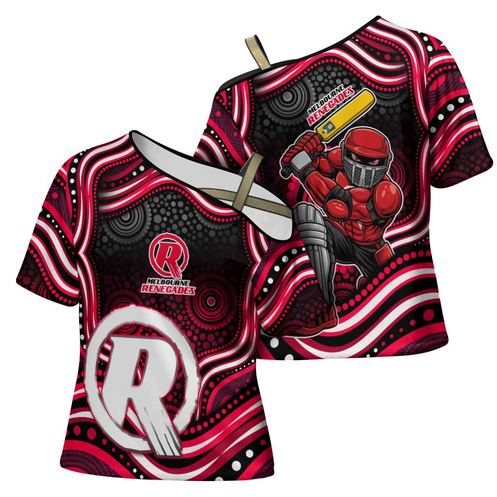 Melbourne Renegades Cricket Cross Shoulder Shirt Australian Cricket Mascot - Modern Indigenous Style