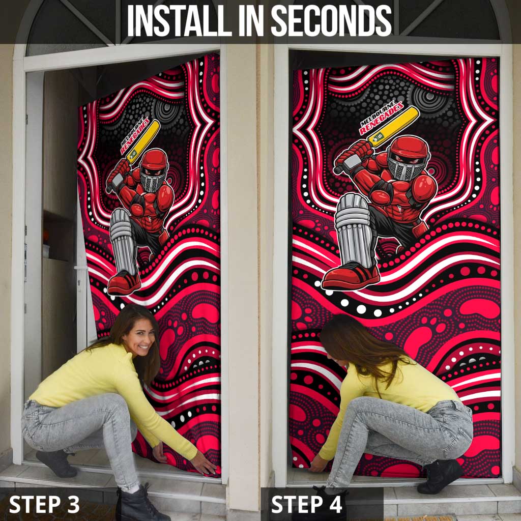 Melbourne Renegades Cricket Door Cover Australian Cricket Mascot - Modern Indigenous Style