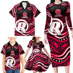 Melbourne Renegades Cricket Family Matching Long Sleeve Bodycon Dress and Hawaiian Shirt Australian Cricket Mascot - Modern Indigenous Style