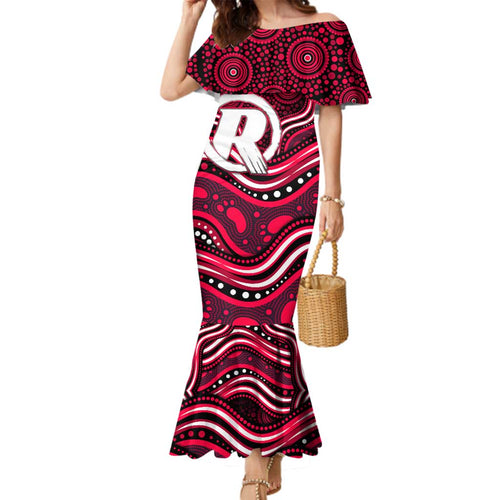 Melbourne Renegades Cricket Family Matching Mermaid Dress and Hawaiian Shirt Australian Cricket Mascot - Modern Indigenous Style