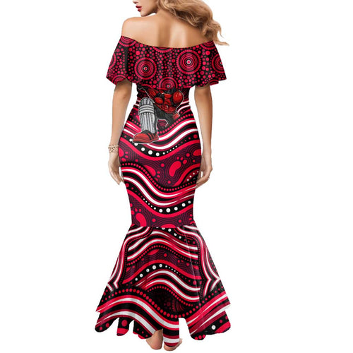 Melbourne Renegades Cricket Family Matching Mermaid Dress and Hawaiian Shirt Australian Cricket Mascot - Modern Indigenous Style