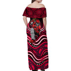 Melbourne Renegades Cricket Family Matching Off Shoulder Maxi Dress and Hawaiian Shirt Australian Cricket Mascot - Modern Indigenous Style