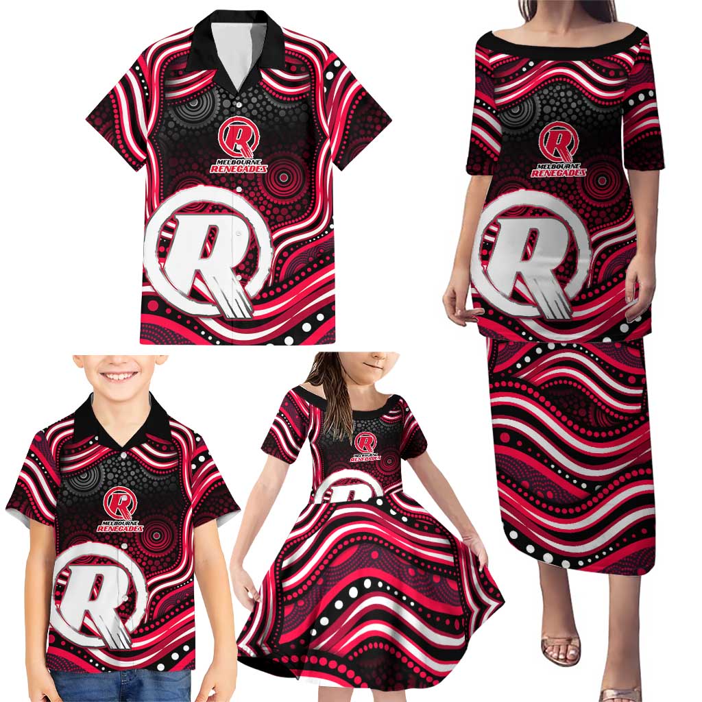 Melbourne Renegades Cricket Family Matching Puletasi and Hawaiian Shirt Australian Cricket Mascot - Modern Indigenous Style