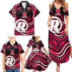 Melbourne Renegades Cricket Family Matching Summer Maxi Dress and Hawaiian Shirt Australian Cricket Mascot - Modern Indigenous Style