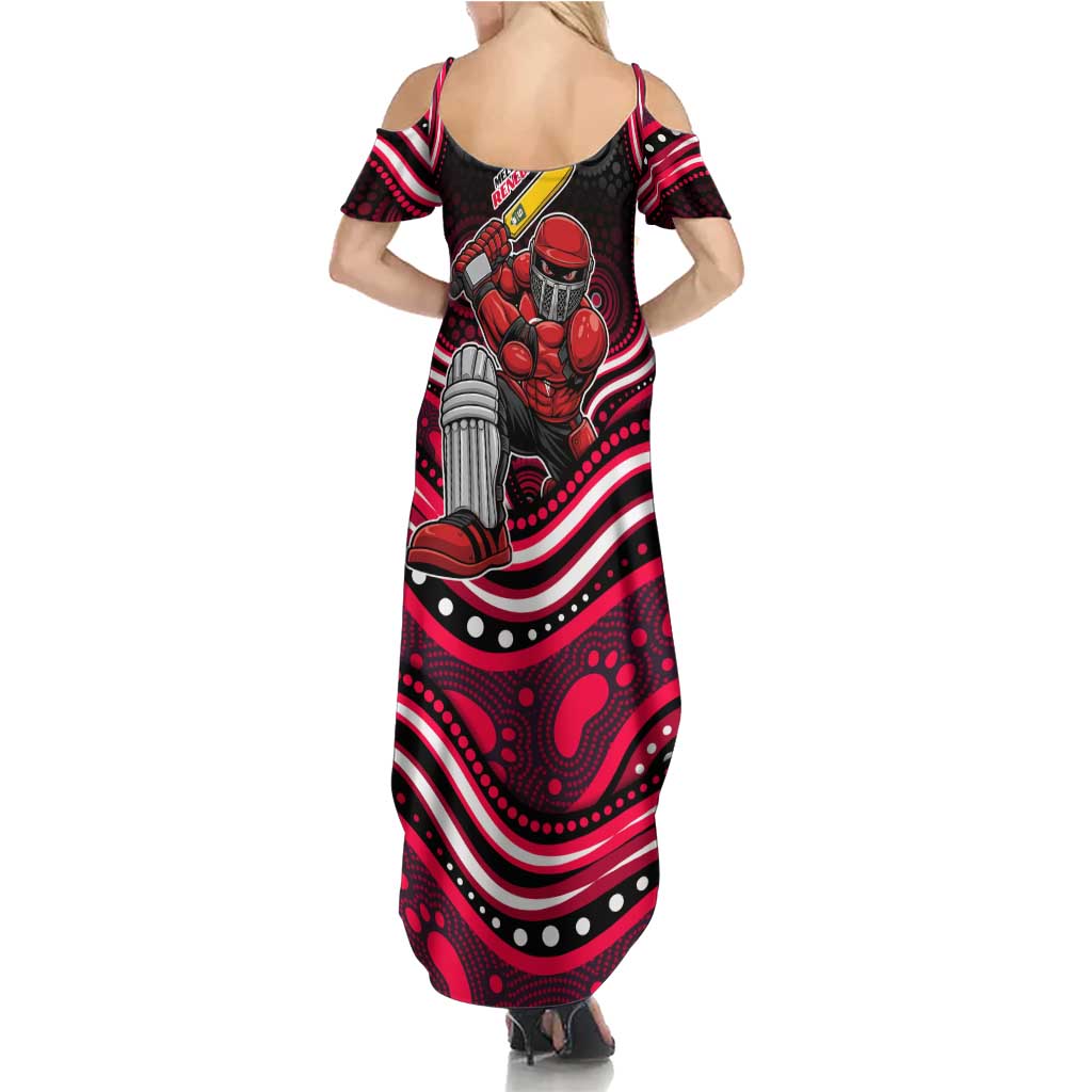 Melbourne Renegades Cricket Family Matching Summer Maxi Dress and Hawaiian Shirt Australian Cricket Mascot - Modern Indigenous Style
