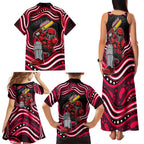 Melbourne Renegades Cricket Family Matching Tank Maxi Dress and Hawaiian Shirt Australian Cricket Mascot - Modern Indigenous Style