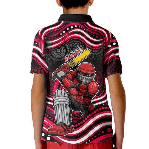 Melbourne Renegades Cricket Kid Polo Shirt Australian Cricket Mascot - Modern Indigenous Style