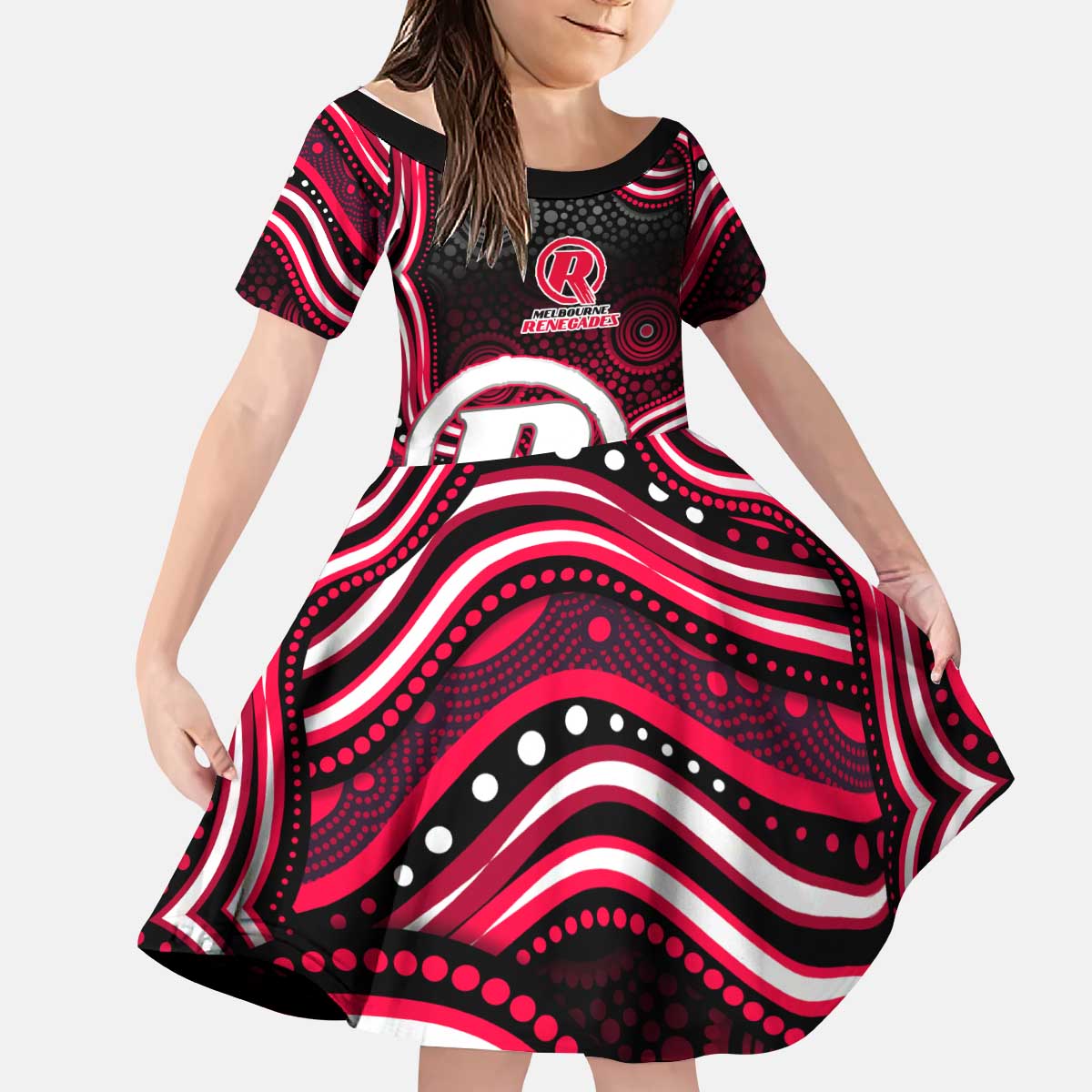 Melbourne Renegades Cricket Kid Short Sleeve Dress Australian Cricket Mascot - Modern Indigenous Style