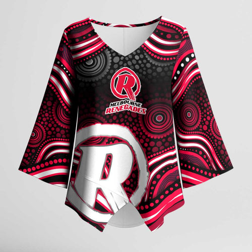 Melbourne Renegades Cricket Kimono Sleeve Blouse Australian Cricket Mascot - Modern Indigenous Style