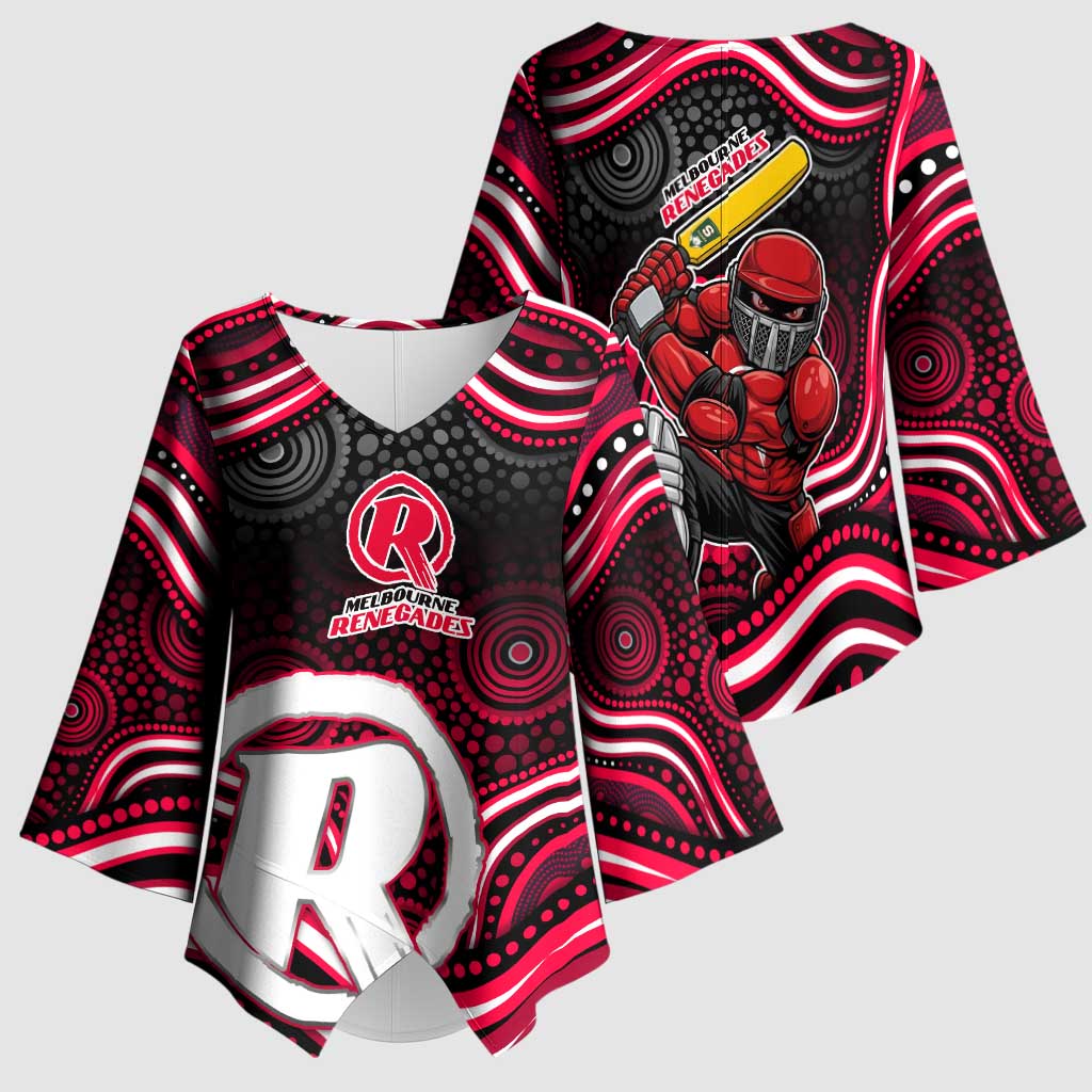 Melbourne Renegades Cricket Kimono Sleeve Blouse Australian Cricket Mascot - Modern Indigenous Style