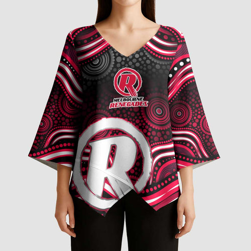 Melbourne Renegades Cricket Kimono Sleeve Blouse Australian Cricket Mascot - Modern Indigenous Style