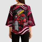 Melbourne Renegades Cricket Kimono Sleeve Blouse Australian Cricket Mascot - Modern Indigenous Style
