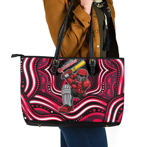 Melbourne Renegades Cricket Leather Tote Bag Australian Cricket Mascot - Modern Indigenous Style