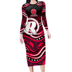 Melbourne Renegades Cricket Long Sleeve Bodycon Dress Australian Cricket Mascot - Modern Indigenous Style