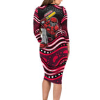 Melbourne Renegades Cricket Long Sleeve Bodycon Dress Australian Cricket Mascot - Modern Indigenous Style