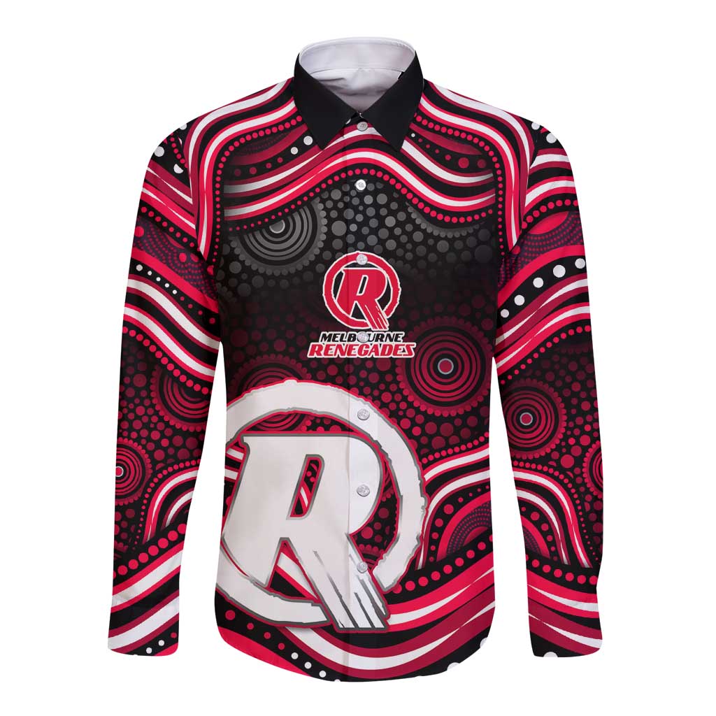 Melbourne Renegades Cricket Long Sleeve Button Shirt Australian Cricket Mascot - Modern Indigenous Style