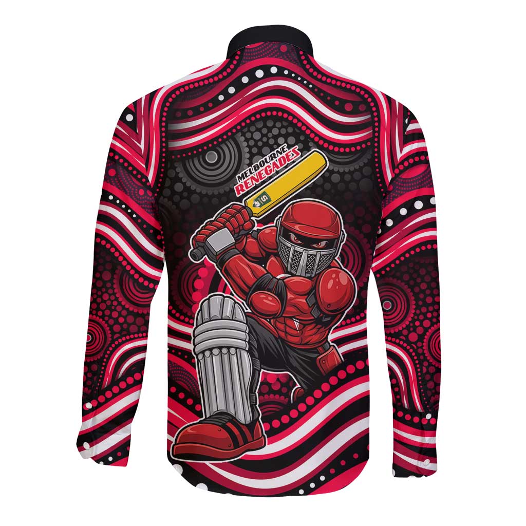 Melbourne Renegades Cricket Long Sleeve Button Shirt Australian Cricket Mascot - Modern Indigenous Style