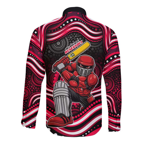 Melbourne Renegades Cricket Long Sleeve Button Shirt Australian Cricket Mascot - Modern Indigenous Style