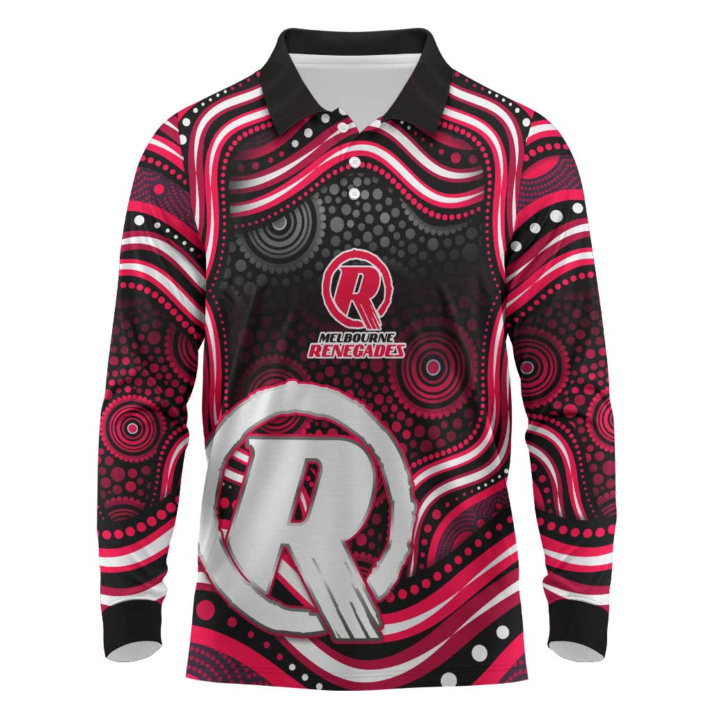 Melbourne Renegades Cricket Long Sleeve Polo Shirt Australian Cricket Mascot - Modern Indigenous Style