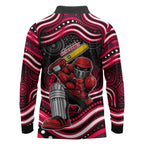 Melbourne Renegades Cricket Long Sleeve Polo Shirt Australian Cricket Mascot - Modern Indigenous Style