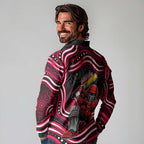 Melbourne Renegades Cricket Long Sleeve Polo Shirt Australian Cricket Mascot - Modern Indigenous Style