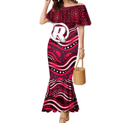 Melbourne Renegades Cricket Mermaid Dress Australian Cricket Mascot - Modern Indigenous Style