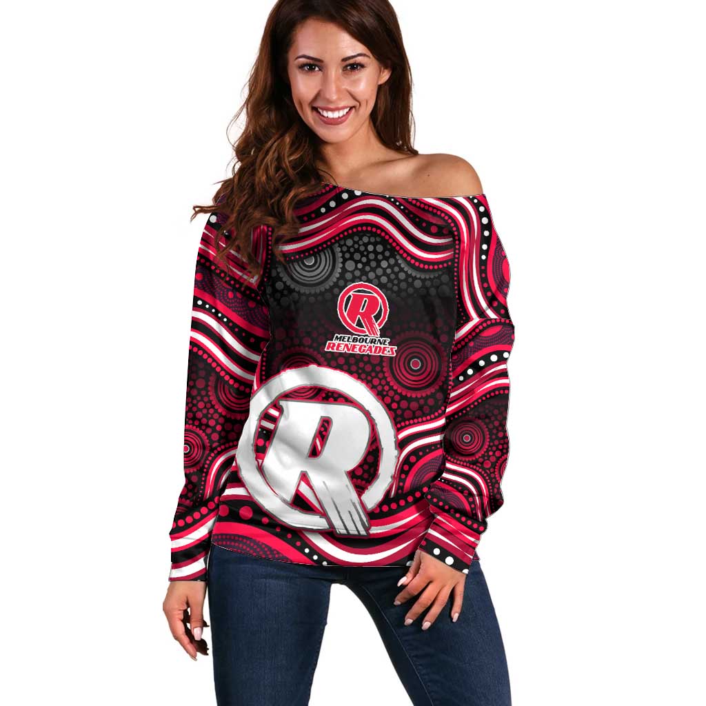 Melbourne Renegades Cricket Off Shoulder Sweater Australian Cricket Mascot - Modern Indigenous Style