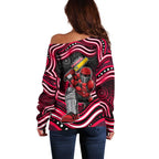 Melbourne Renegades Cricket Off Shoulder Sweater Australian Cricket Mascot - Modern Indigenous Style