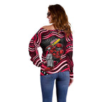 Melbourne Renegades Cricket Off Shoulder Sweater Australian Cricket Mascot - Modern Indigenous Style