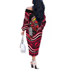 Melbourne Renegades Cricket Off The Shoulder Long Sleeve Dress Australian Cricket Mascot - Modern Indigenous Style