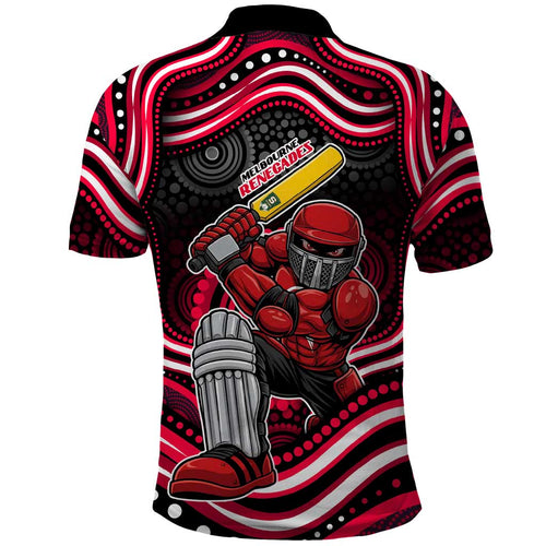 Melbourne Renegades Cricket Polo Shirt Australian Cricket Mascot - Modern Indigenous Style