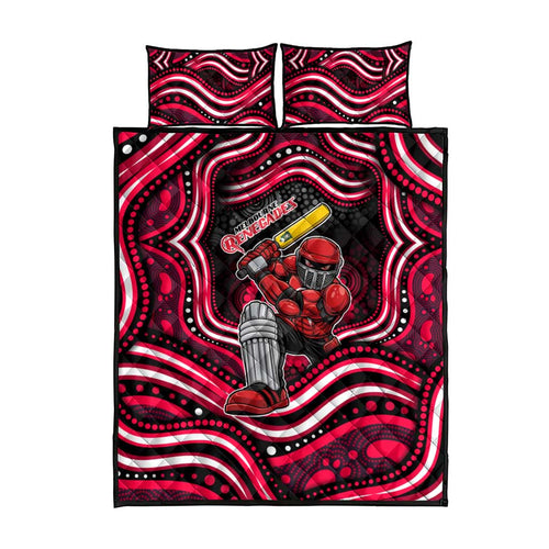 Melbourne Renegades Cricket Quilt Bed Set Australian Cricket Mascot - Modern Indigenous Style