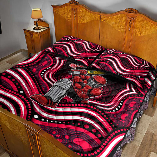 Melbourne Renegades Cricket Quilt Bed Set Australian Cricket Mascot - Modern Indigenous Style