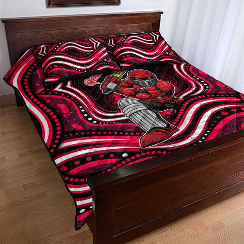 Melbourne Renegades Cricket Quilt Bed Set Australian Cricket Mascot - Modern Indigenous Style