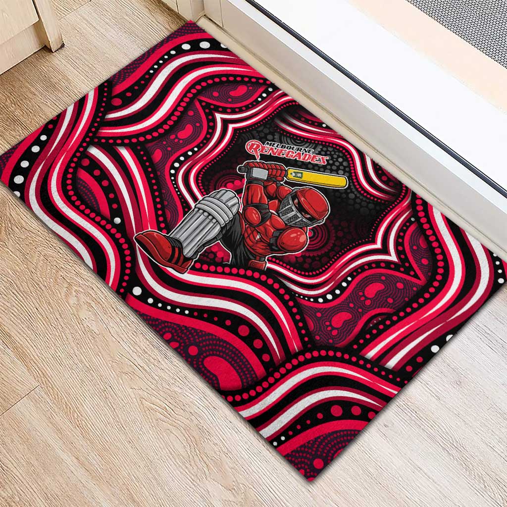 Melbourne Renegades Cricket Rubber Doormat Australian Cricket Mascot - Modern Indigenous Style