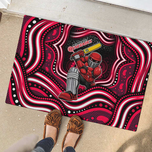 Melbourne Renegades Cricket Rubber Doormat Australian Cricket Mascot - Modern Indigenous Style