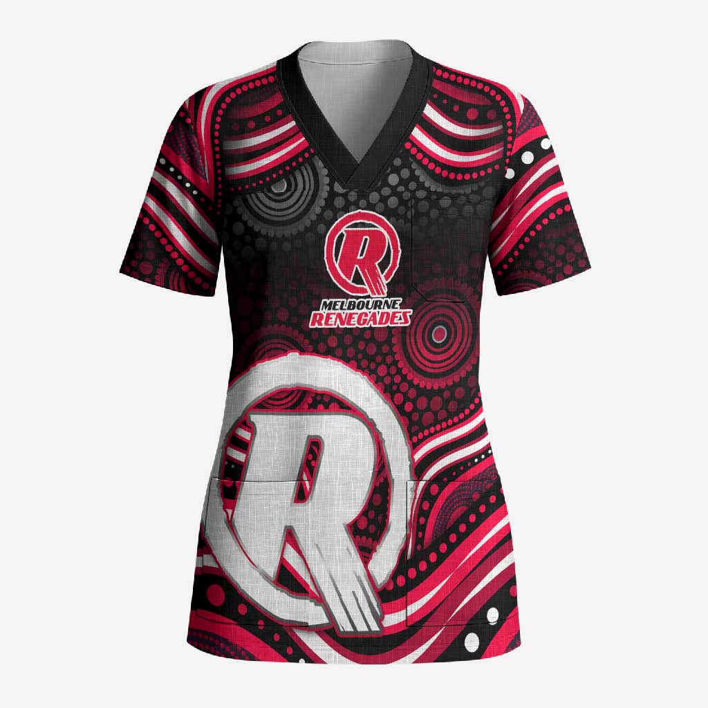 Melbourne Renegades Cricket Scrub Top Australian Cricket Mascot - Modern Indigenous Style