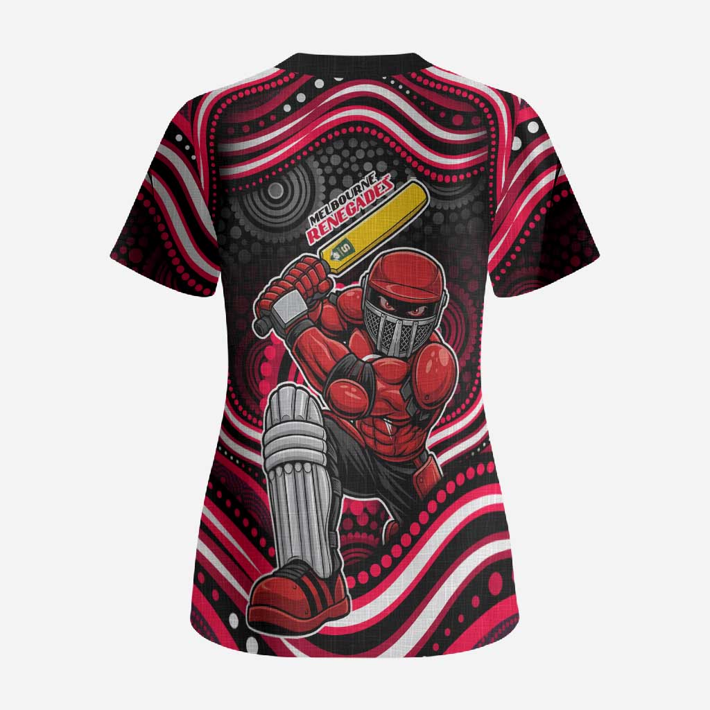 Melbourne Renegades Cricket Scrub Top Australian Cricket Mascot - Modern Indigenous Style