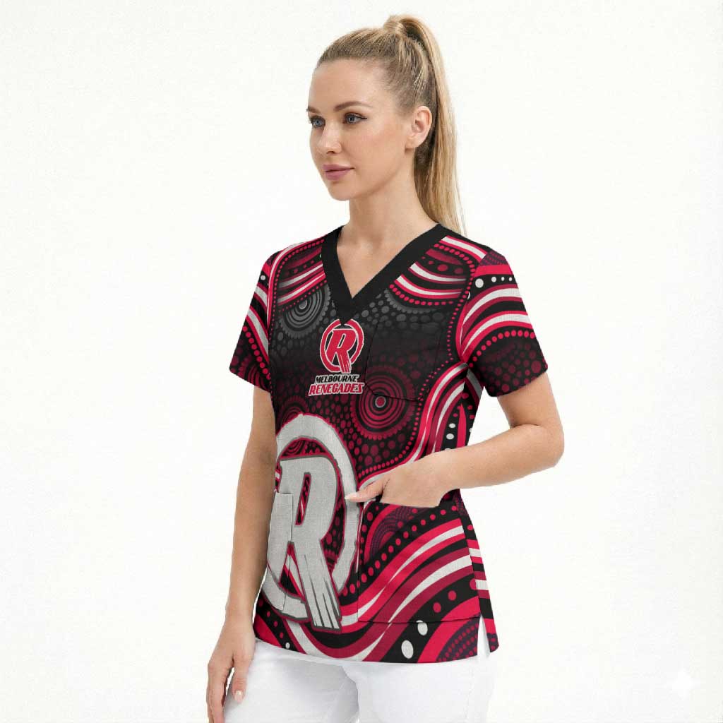 Melbourne Renegades Cricket Scrub Top Australian Cricket Mascot - Modern Indigenous Style