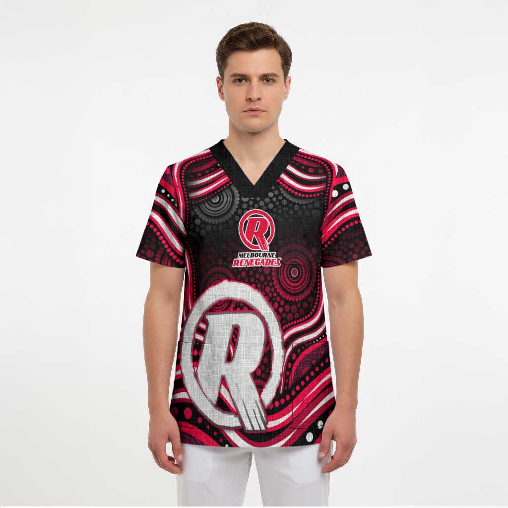 Melbourne Renegades Cricket Scrub Top Australian Cricket Mascot - Modern Indigenous Style