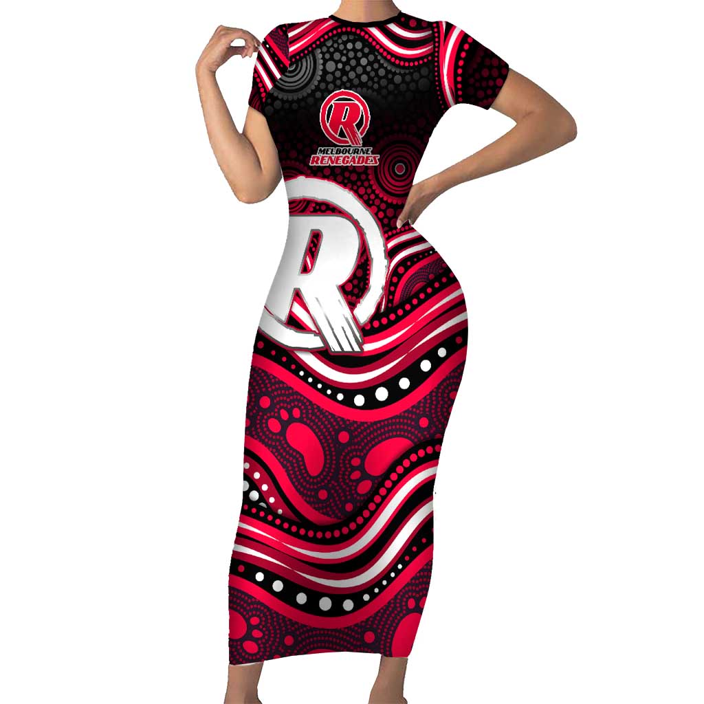 Melbourne Renegades Cricket Short Sleeve Bodycon Dress Australian Cricket Mascot - Modern Indigenous Style