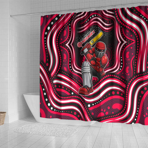 Melbourne Renegades Cricket Shower Curtain Australian Cricket Mascot - Modern Indigenous Style