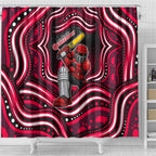 Melbourne Renegades Cricket Shower Curtain Australian Cricket Mascot - Modern Indigenous Style