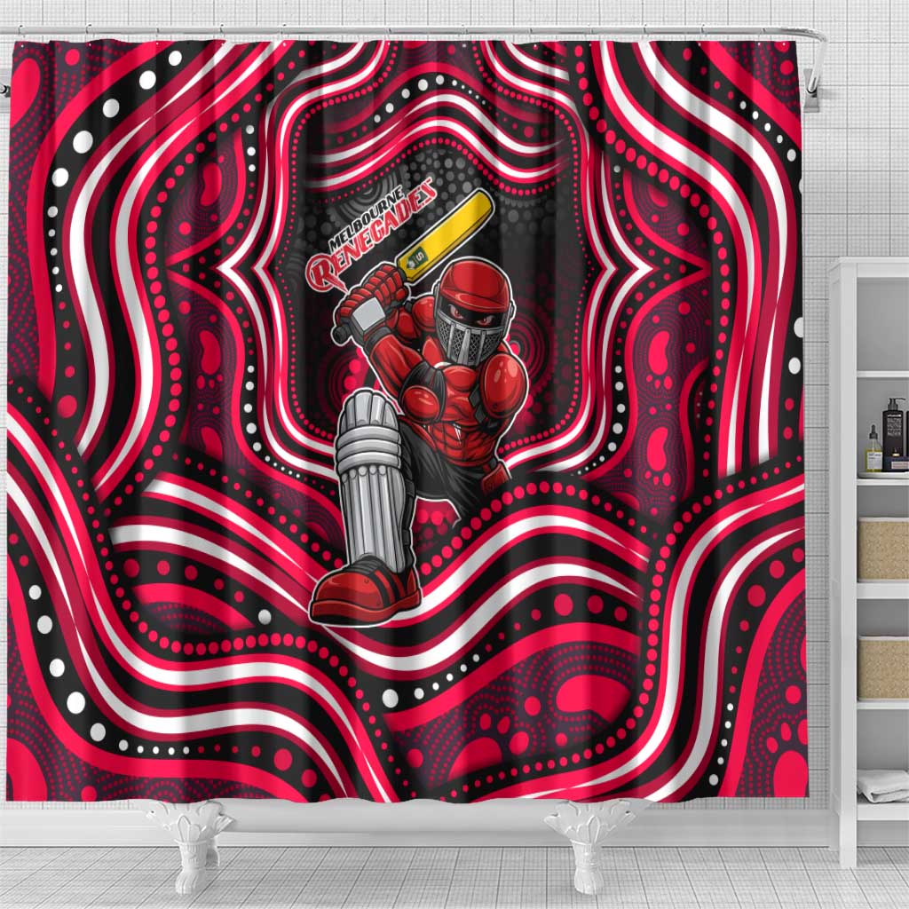 Melbourne Renegades Cricket Shower Curtain Australian Cricket Mascot - Modern Indigenous Style