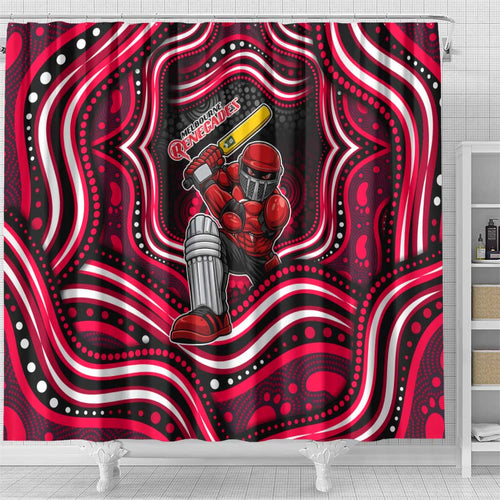 Melbourne Renegades Cricket Shower Curtain Australian Cricket Mascot - Modern Indigenous Style