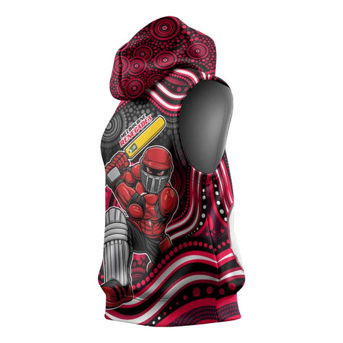 Melbourne Renegades Cricket Sleeveless Hoodie Australian Cricket Mascot - Modern Indigenous Style