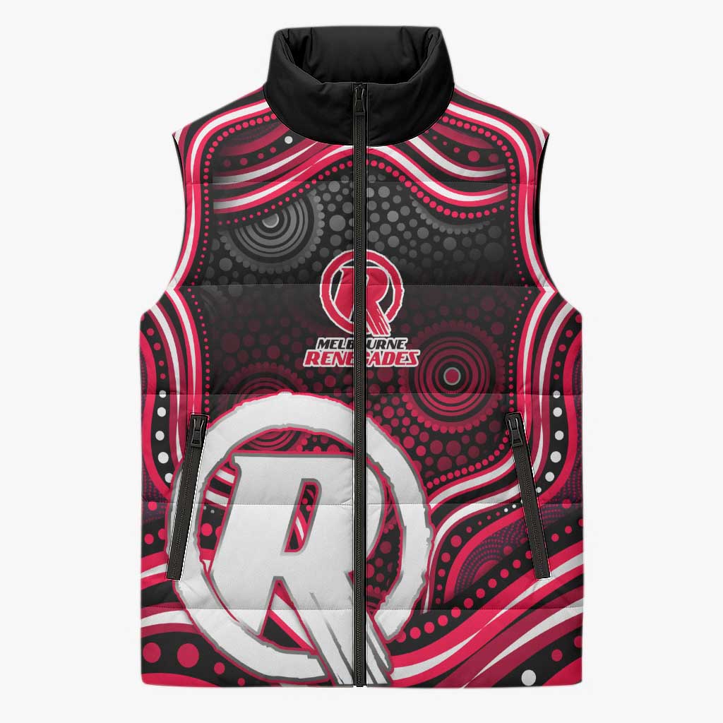 Melbourne Renegades Cricket Sleeveless Puffer Jacket Australian Cricket Mascot - Modern Indigenous Style
