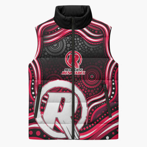 Melbourne Renegades Cricket Sleeveless Puffer Jacket Australian Cricket Mascot - Modern Indigenous Style
