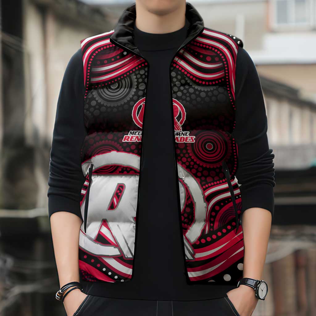 Melbourne Renegades Cricket Sleeveless Puffer Jacket Australian Cricket Mascot - Modern Indigenous Style