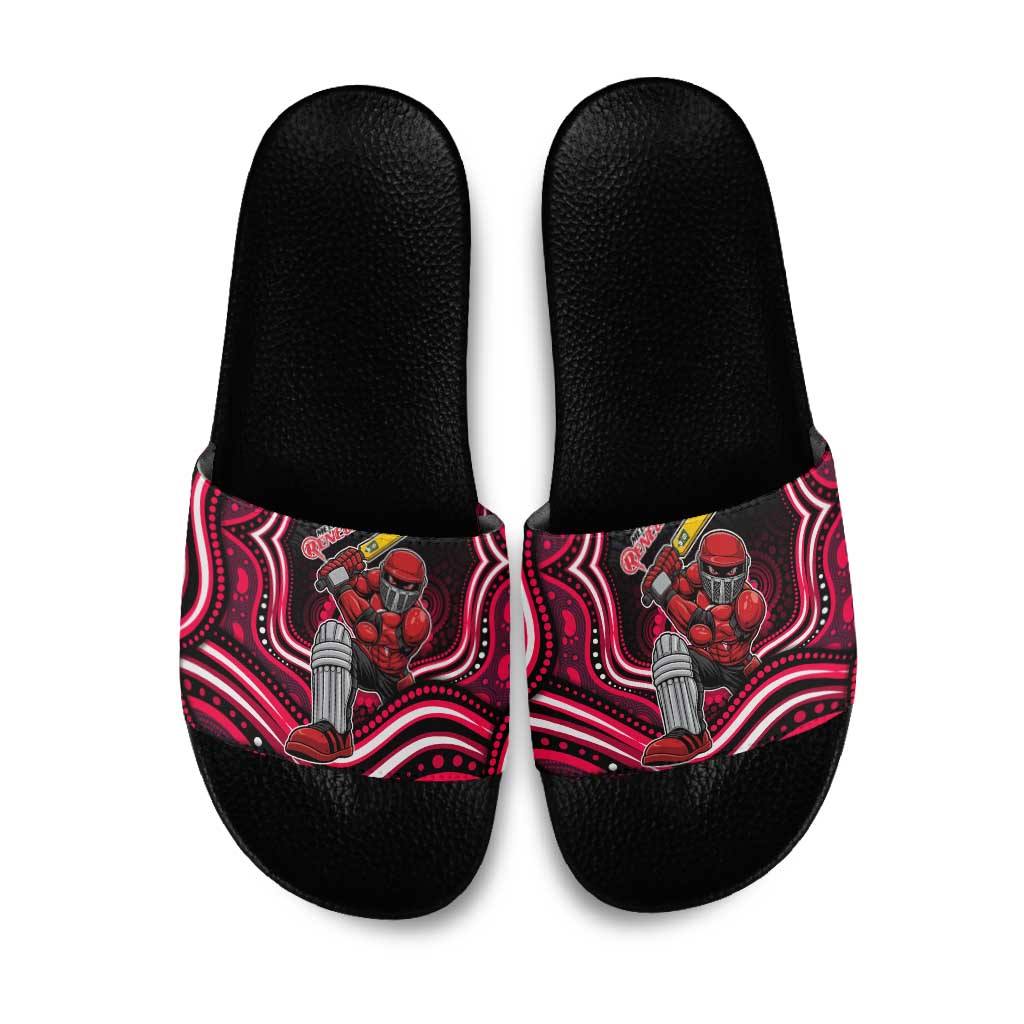 Melbourne Renegades Cricket Slide Sandals Australian Cricket Mascot - Modern Indigenous Style